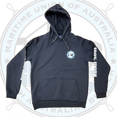 MUA SA Pullover Hoodie - Cold in Winter? Not anymore! Put an MUA SA Roo Hoodie in your cart today! These babies are made from premium fleece and feature the MUA cobra, Eureka Flag and 100% Union on the sleeve. MUA (SA). Here to stay!
 
100% designed by the legends in the MUA SA Branch
100% Australian made and manufactured by Ethical Clothing Australia accredited Bluegum manufacturers
100% keeping you looking fresh
