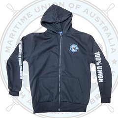 MUA SA Zip Hoodie - Show the world that MUA is here to stay (!) in our premium fleece MUA SA zip hoodies. These beauties feature the MUA cobra, Eureka Flag and 100% Union on the sleeve and will not last long!
 
100% designed by the legends in the MUA SA Branch
100% Australian made and manufactured by Ethical Clothing Australia accredited Bluegum manufacturers
100% keeping you looking fresh
