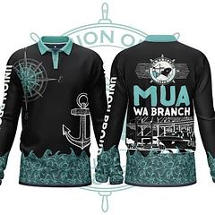 WA Branch - Fishing Shirt - Long sleeve black and turquoise WA Branch fishing shirt. 