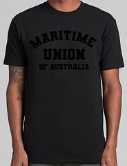 MUA BLACKOUT T-SHIRT - The MUA Blackout T-Shirt is the latest addition to our Blackout Collection 
Show your union pride with this black themed Maritime Union of Australia T-Shirt.
Aussie Made